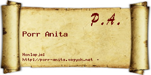 Porr Anita névjegykártya